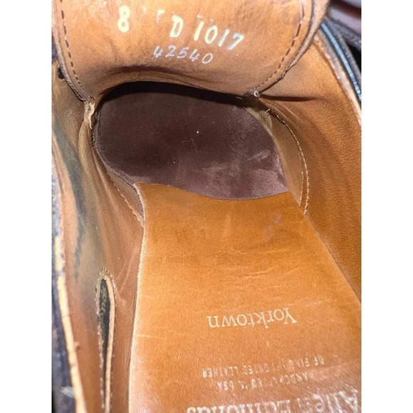 Allen Edmonds Yorktown Derby Brown Leather Cap-Toe Lace Up Dress Shoes Size 8 - Picture 5 of 5